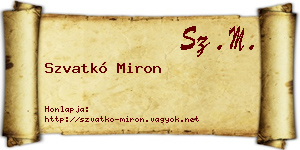 Szvatkó Miron névjegykártya